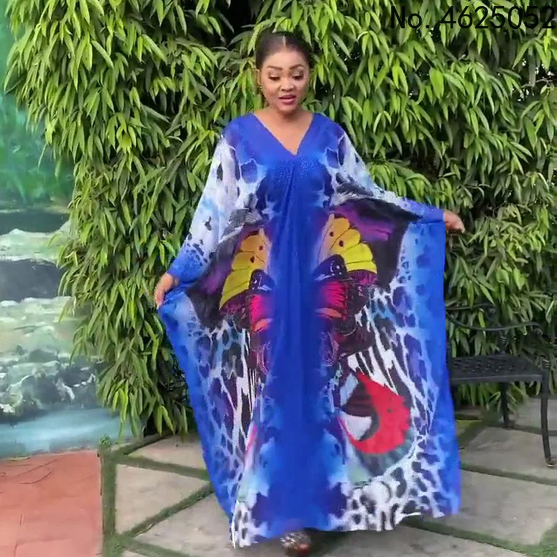 

Dress Length:150cm Bust:140cm New Fashion dresses Bazin Print Dashiki Women Long Blouse Yomadou Color Pattern oversize