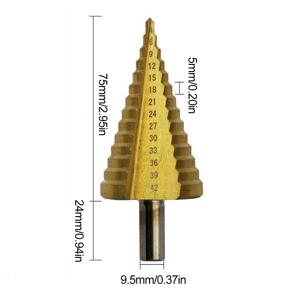 1 шт. 4-42 мм ступенчатое сверло с титановым покрытием HSS дерево металл