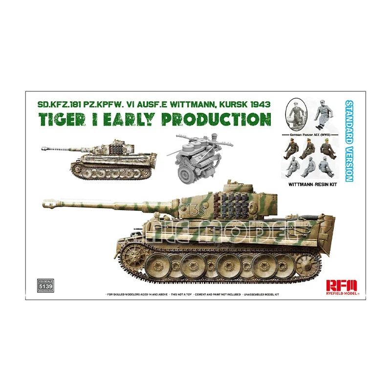 Модель Ryefield, пластиковая собранная модель танка, комплект Rm-5139 Tiger I раннего типа с солдатом из смолы Wittmann (обычная версия) 135 (art.: 3920cd5895cbe) - 3920cd5895cbe