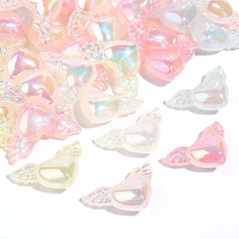 10 шт., акриловые бусины в форме сердца, 21 х35 мм