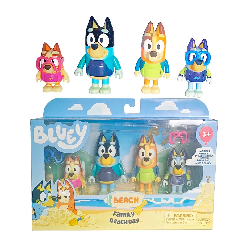 Bluey аниме пляжная семейная версия куклы 4 шт./компл. мультяшная фигурка Bandit Chilli Bingo
