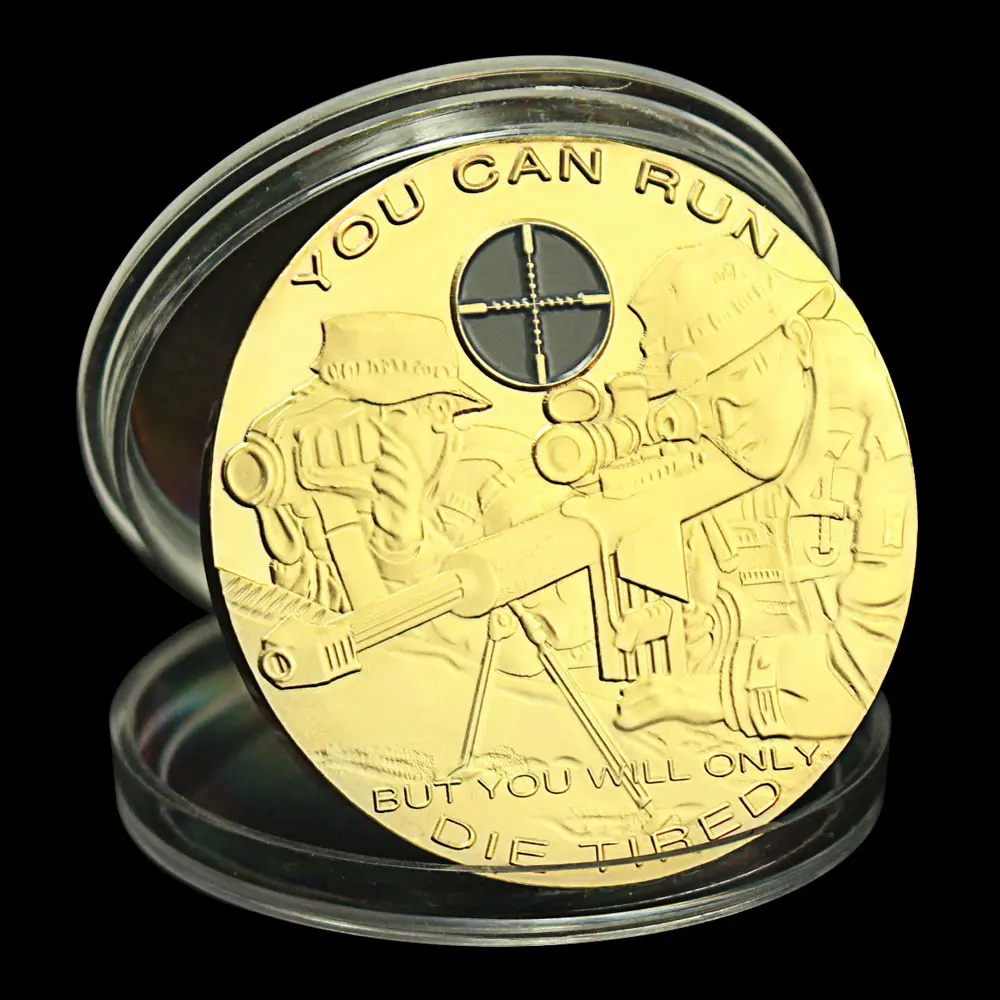 Снайперский сувенир армии США позолоченная монета которую вы можете бежать но