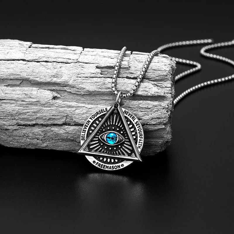 Новое мужское ожерелье с подвеской в виде треугольного глаза стиле панк хипстер