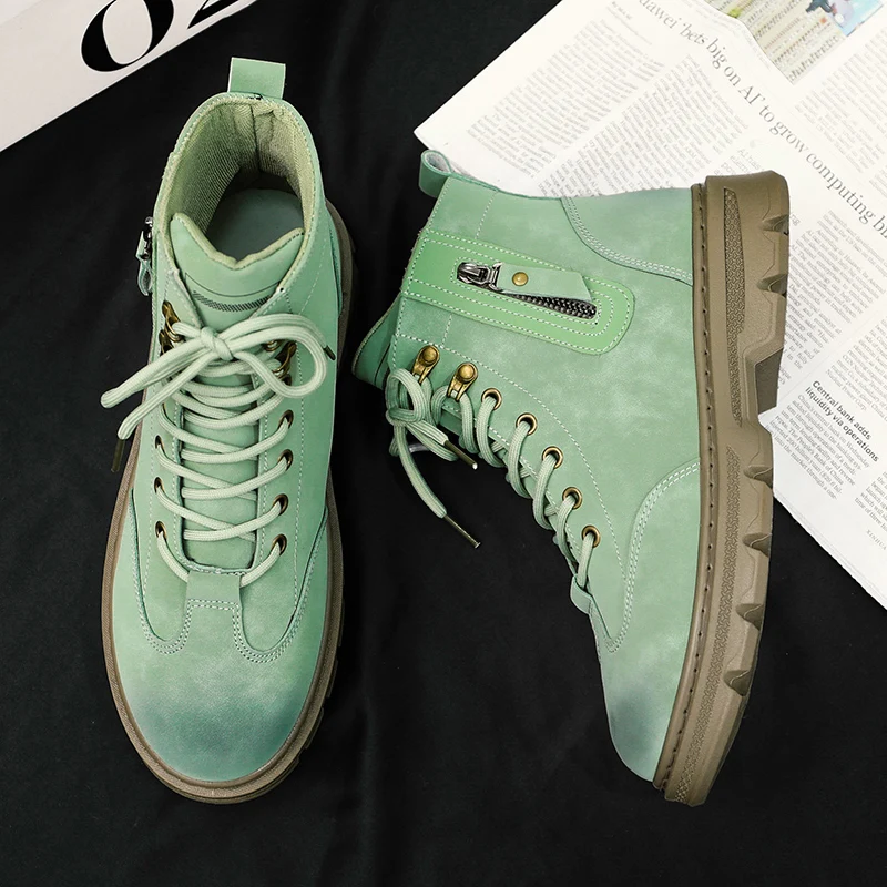 Personalized Military Boots Men Color Contrast Colorful Tren
