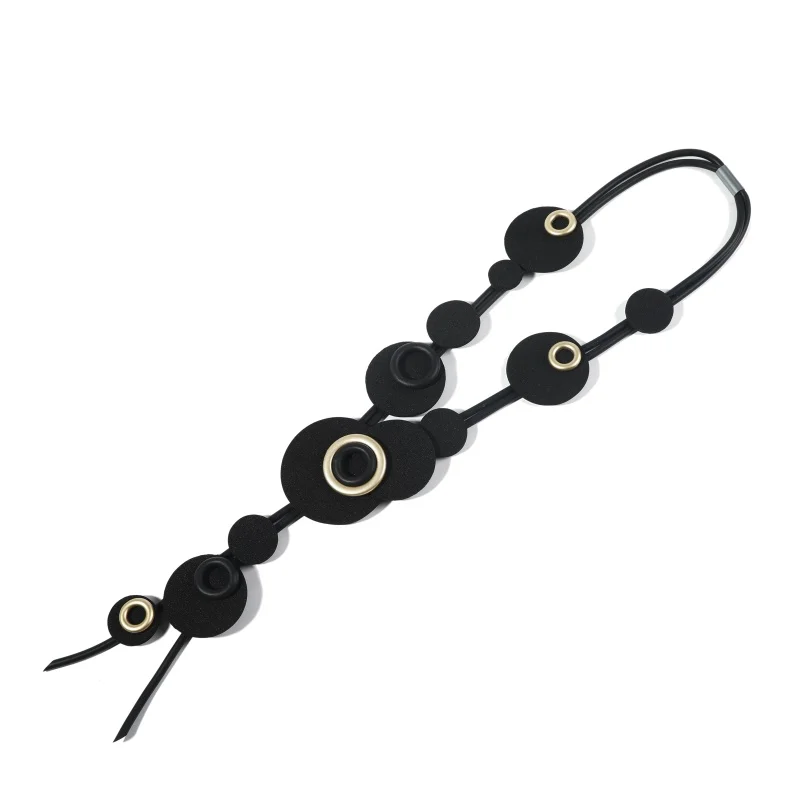 

2022 New Women Neckalce Ethnic Style Sweater Chains Handmade Black Leather Rope Chain Vintage Jewellery for Party Accessories