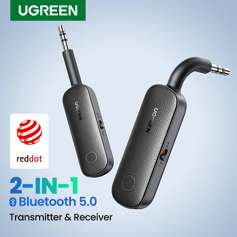 

Ugreen Bluetooth 5.0 Transmitter Receiver 2 in 1 Aux Bluetooth Wireless Adapter 3.5mm Low Latency for TV Laptop Switch Car Audio