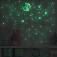moon stars luminous stickers creative wallpaper childrens room decoration luminous wall stickers