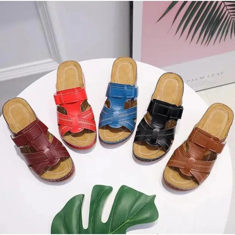 Сандалии женские на танкетке ортопедические босоножки высокой винтажные