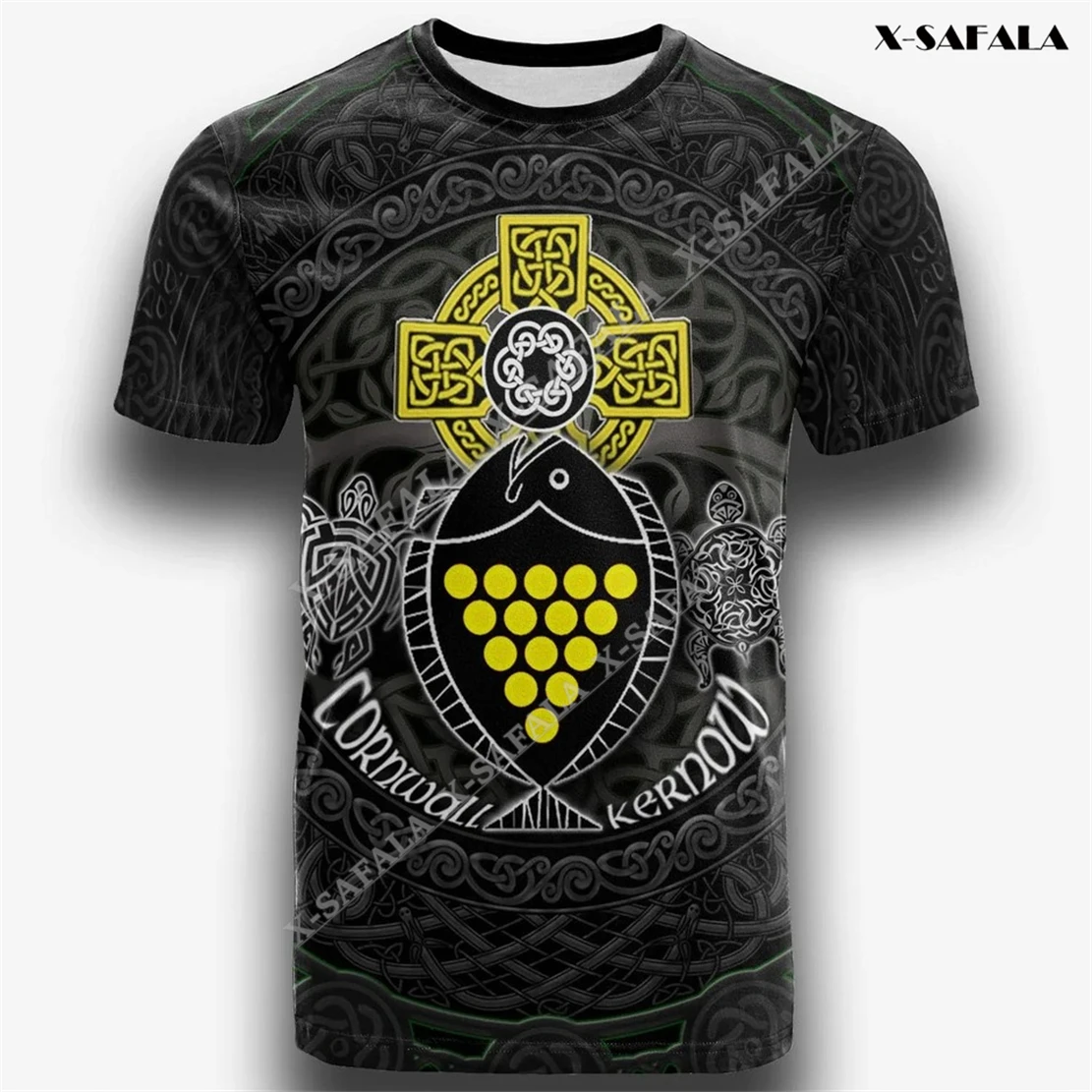 

England Cornwall Celtic Cross Falg Rugby 3D Full Print High Quality Milk Fiber Cold Feeling T-shirt Round Neck Men Tops