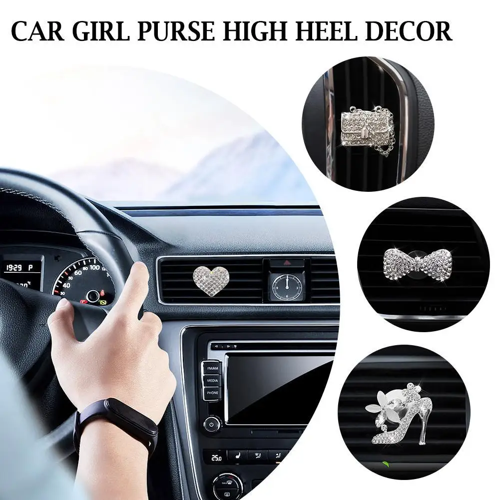 

Car Air Freshener Car Outlet Perfume Clip Shiny Car Accessories Girls Purse Heels Car Scent Diffuser Car Interior Accessories