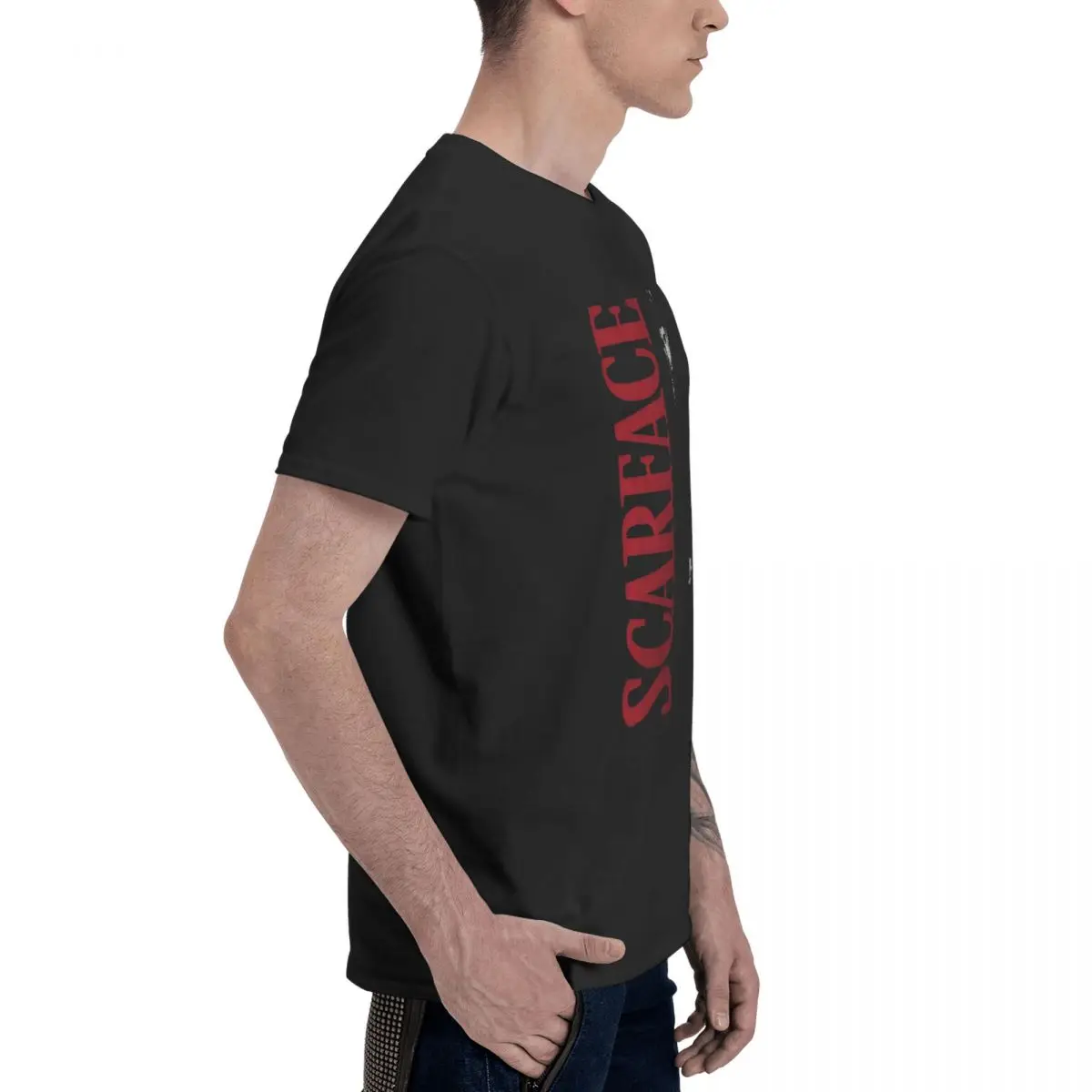 Фото Scarface Split (2) 100% Algodón Casual Transpirable Confortable Lindo Divertido Camiseta para Hombre Camiseta para Hombre №3