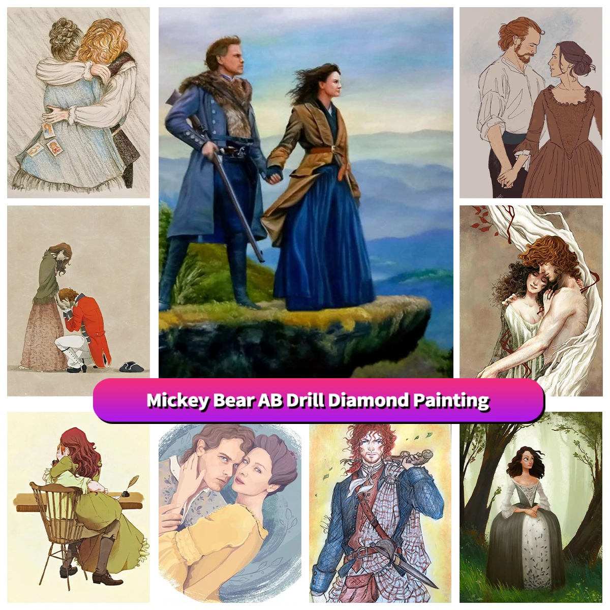 

DIY AB Diamond Painting Movie Star Outlander Classic TV Series Cross Embroidery Rhinestone Mosaic Cartoon Home Manual Decor