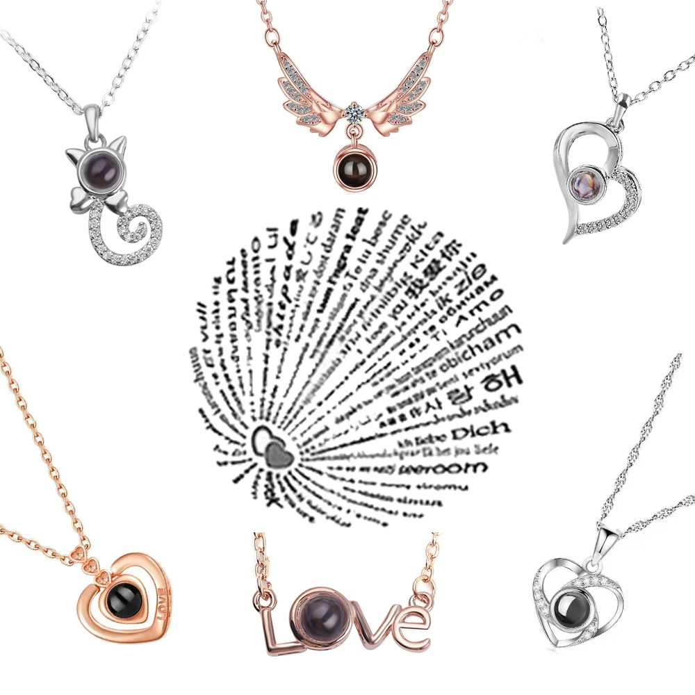 

Projection Necklace 100 Languages I Love You Pendant Necklaces For Girlfriend Gift 2022 New In Trendy Romantic Jewelry Wholesale