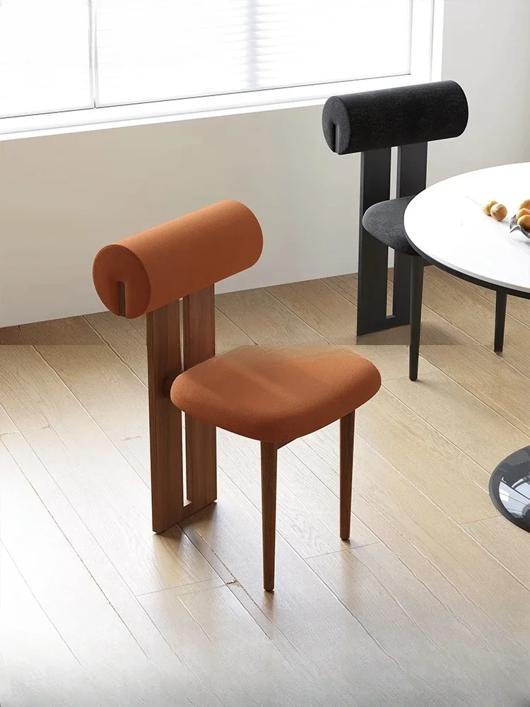 

Chinese antique Nordic solid wood dining chair home simple modern dining chair designer fabric backrest stool Italian style