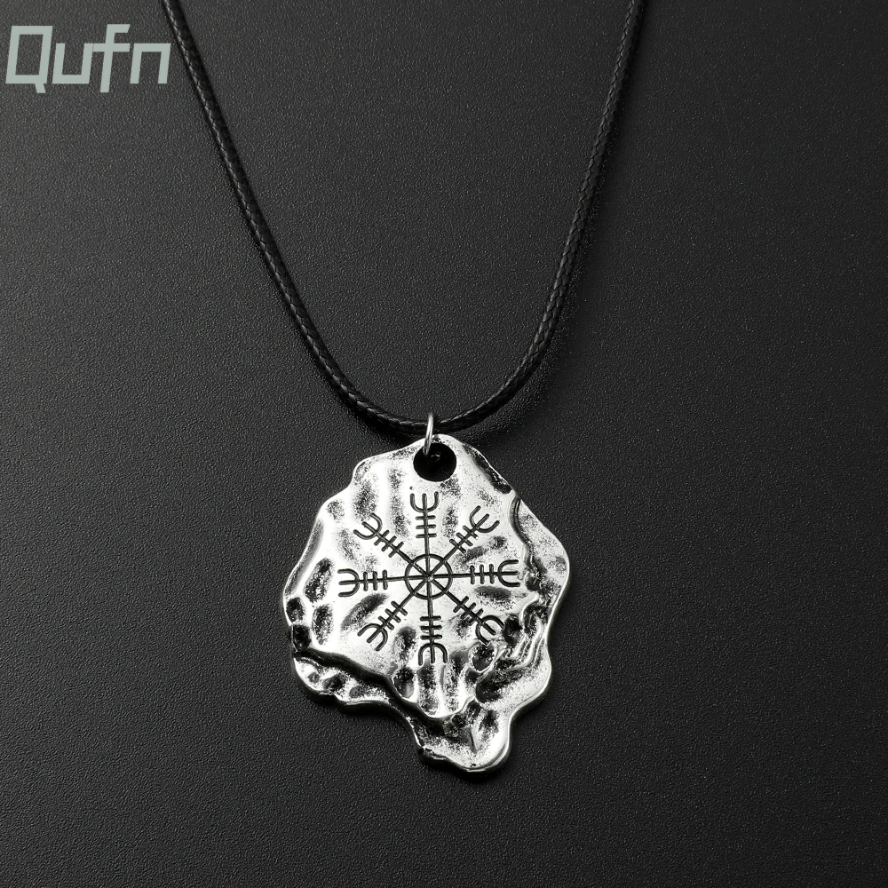 

Fashion Silver Color Irregular Pendant Necklace Viking Compass Necklace for Men Vintage Punk Metal Jewelry Accessories