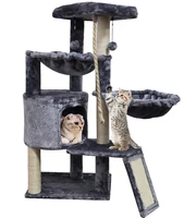 three layer cat tree tower furniture scratching scratch board toy condo climbing tower frame house ball hammocks centre posts