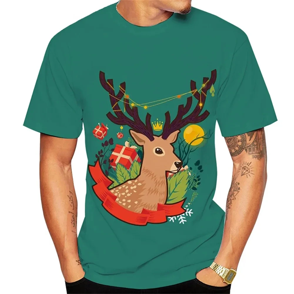 

Мужская Летняя Повседневная футболка с рождественским принтом, с 3d принтом, в стиле хип-хоп, с круглым вырезом и коротким рукавом, модный веселый верх
