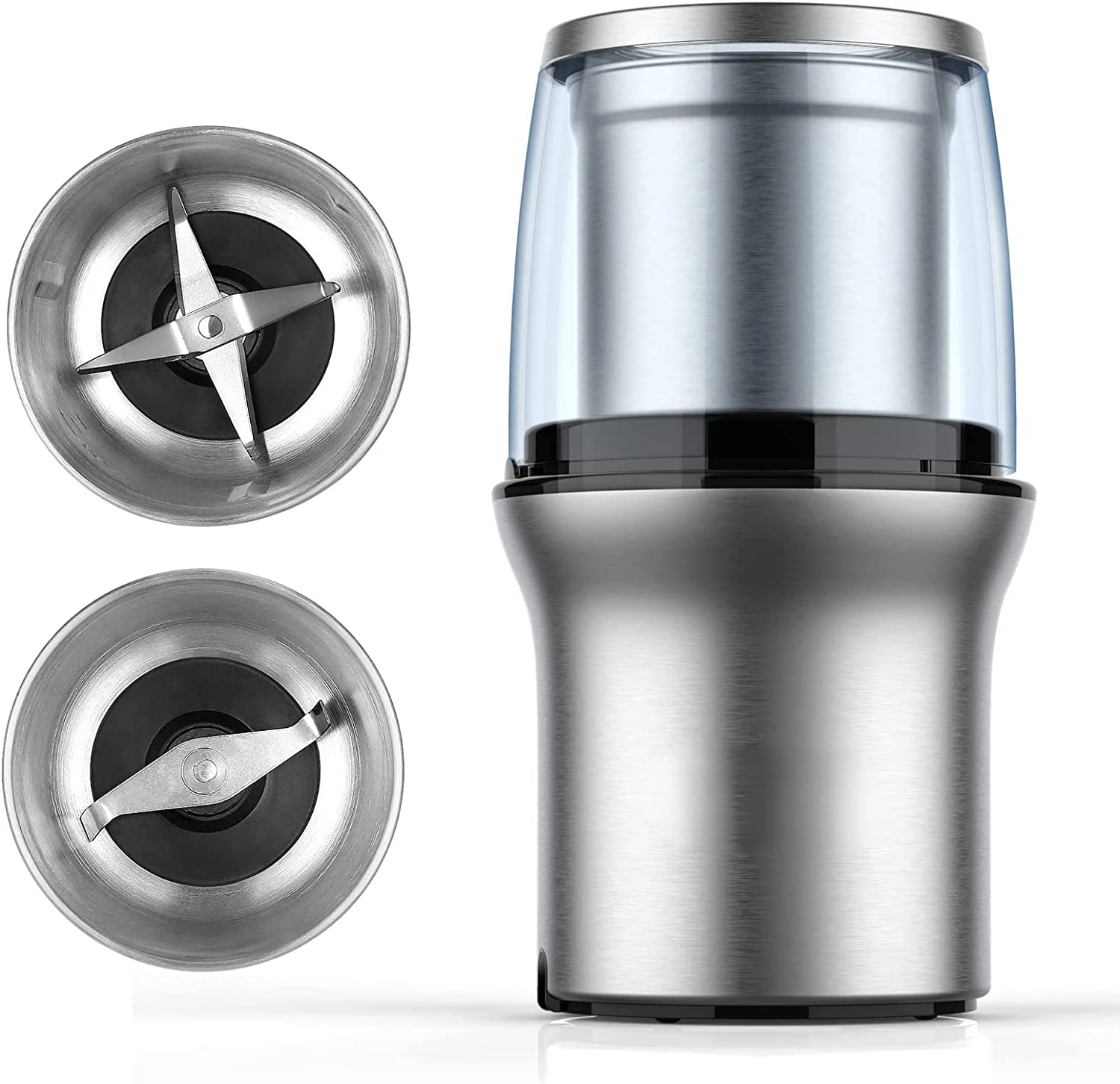

Electric Coffee Grinder and Spice Grinder with 2 Stainless Steel Blades Removable Bowls