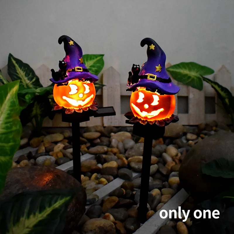 sterowana energią słoneczną latarnia w kształcie dyni Halloween światło zewnętrzne nastrojowe wodoodporne żywiczne odpowiednie do ogrodu na