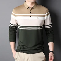 2022 new spring polo shirt long sleeve t shirt sweater tide brand casual striped mens long sleeve t shirt