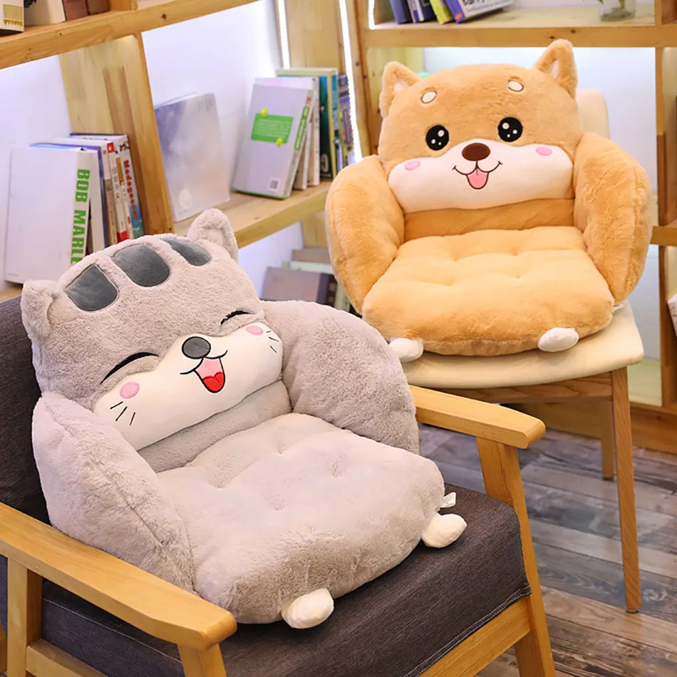 

Cartoon Animal Seat Cushion Office Chair Backrest Pad Soft Plush One-piece Cushion Student Chair Cushion Support Mat Decoration