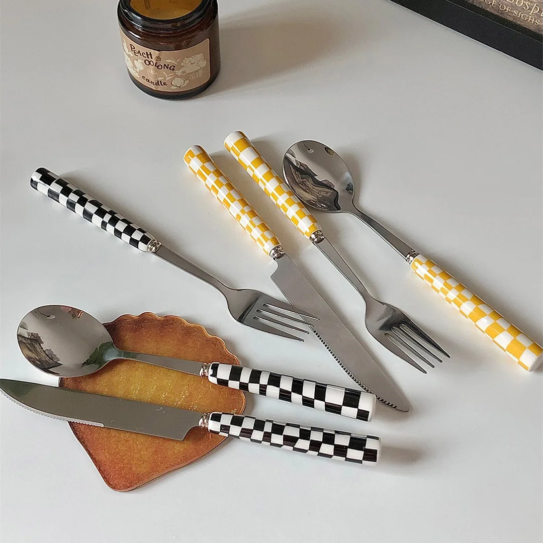 

3Pcs Dinnerware Sets Stainless Steel Knife Fork and Spoon Set Ceramic Handle Steak Knife Fork and Spoon Tableware Cutlery Set