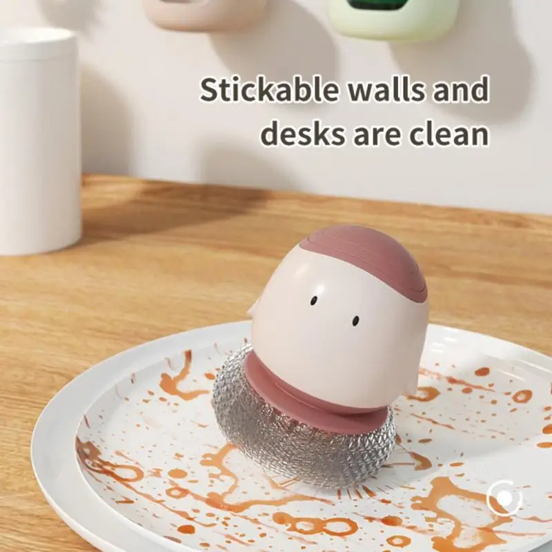 

Automatic Liquid Kitchen Soap Dispensing Dishwashing Tool Brush Refillable Cartoon Dish Cleaning Brushes With Drip Tray