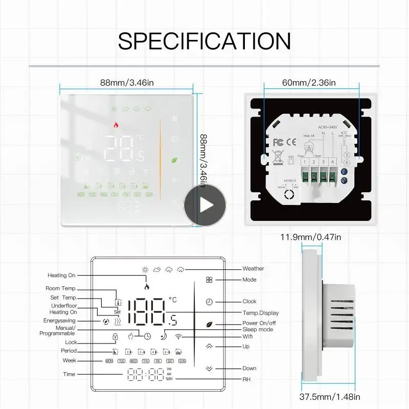 

Warm Floor Heating Tuya Wifi Touch Screen Smart Thermoregulator Lcd Display Smart Thermostat Work With Alexa Google Home