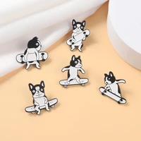 cute skateboard dog enamel pin custom cool animal lapel badge clothes backpack cowboy cartoon jewelry gifts for kids for friends