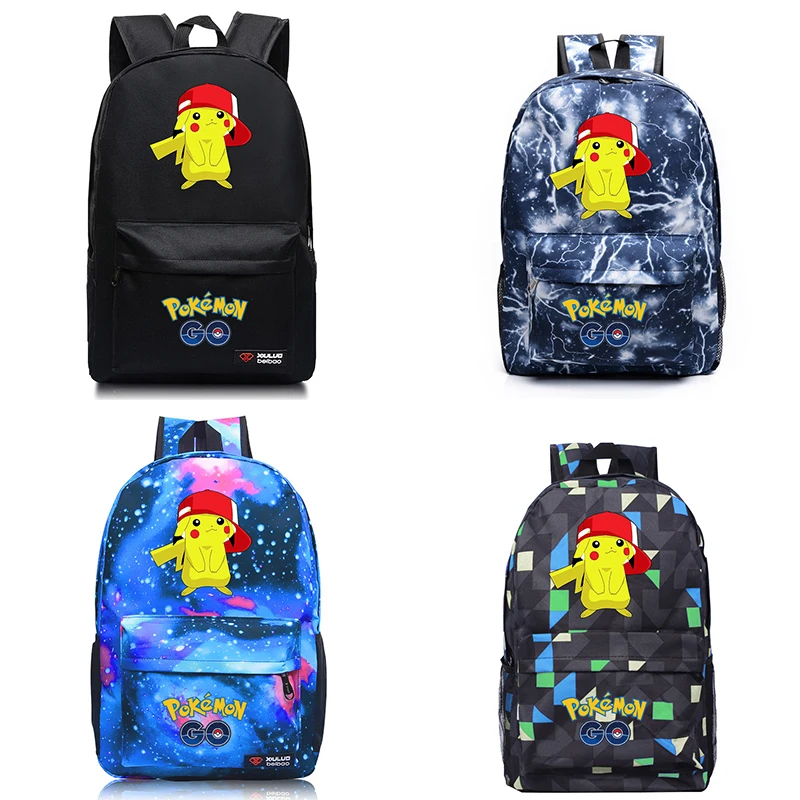 

Холщовый школьный ранец для мальчиков и девочек, Подарочная сумка для подростков с рисунком покемона, Пикачу и Аниме игры