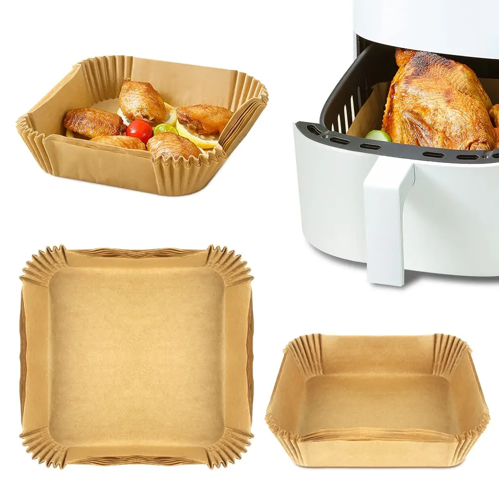 

50/100PCS Household Air Fryer Special Rectangular Paper Plate Paper Tray Square Baking Oil-absorbing Paper Food Pad Paper