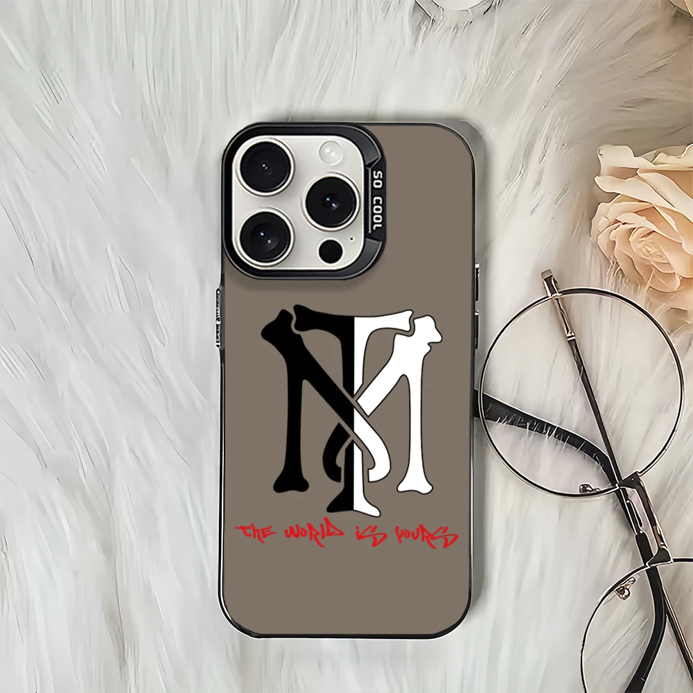 Movie S-Scarface Laser Phone Case for iPhone 12 11 13 14 15 16 Max Pro Plus IMD Shockproof Silicone Coque