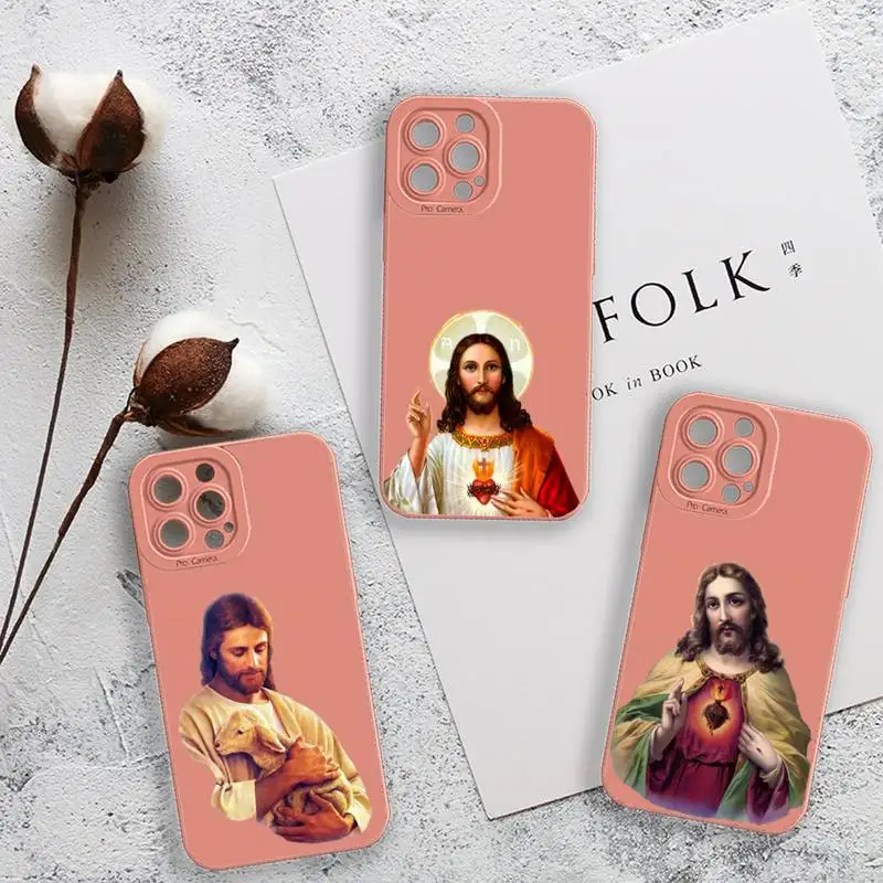 

Faith Christian Religious Jesus pattern Phone Case For iPhone 13 12 11 Pro MAX Mini X XS XR 7 8 Plus Camera Lens Liquid Silicone