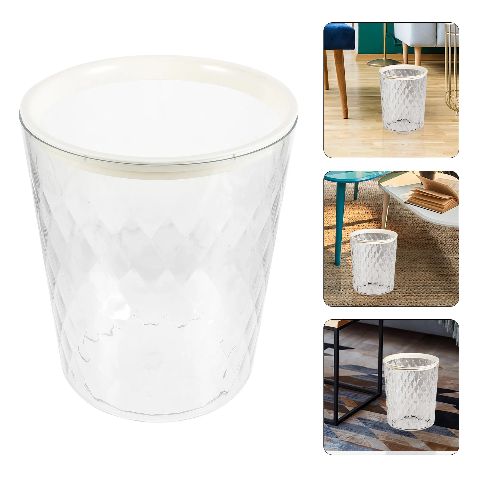 

Trash Can Household Basket Paper Bucket Convenient The Pet Kitchen Garbage Office Bathroom Multi-function Waste Clear