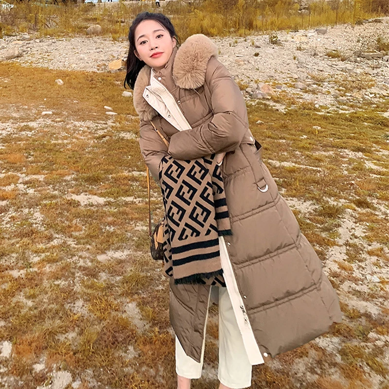 Fashion Women's Fur Collar Hooded Cotton Clothes Loose Casual Solid Warm Parka Versatile Women Thicken Winter Outerwear 2022
