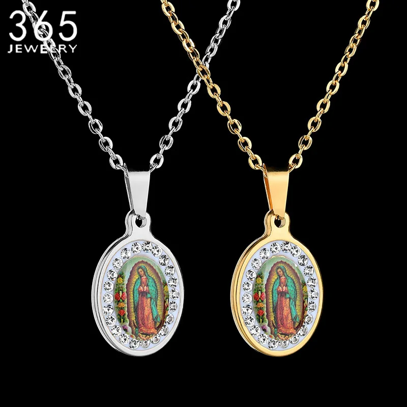 Кулон Девы Марии из нержавеющей стали золотого цвета христианские украшения