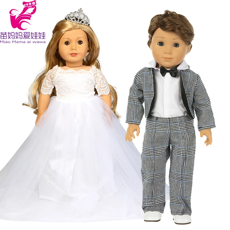 18 Inch American Boy Girl Doll Wedding Suits Dress Baby Doll