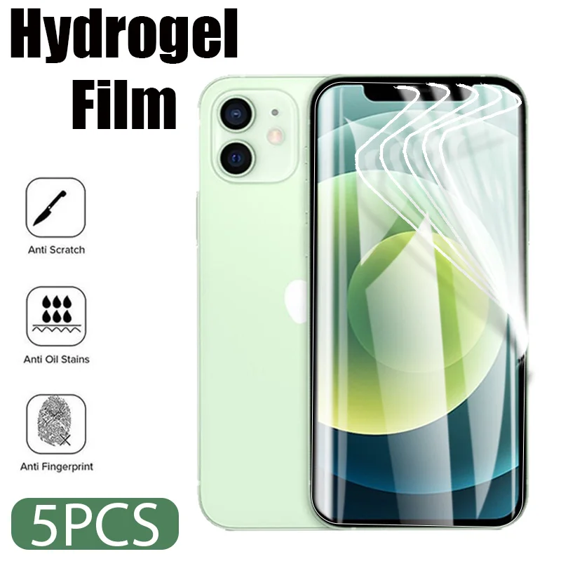 

5PCS Hydrogel Film For iPhone 14 7 8 6 Plus Xs Max XR X SE 2022 Full Cover Screen Protector For iPhone 14 13 12 11 Pro Max Mini