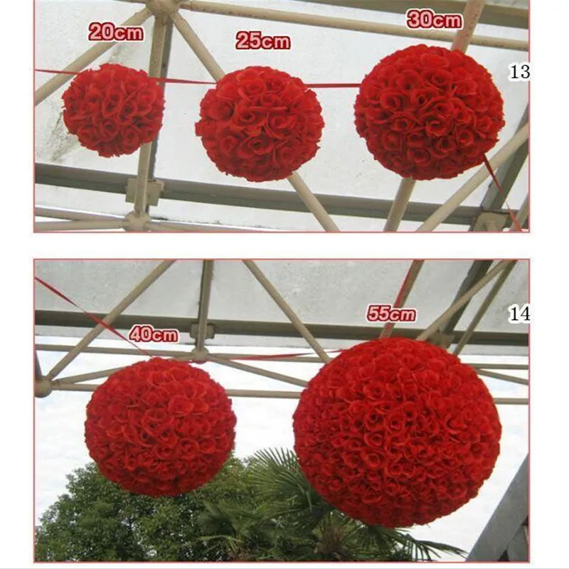 

8 "20cm Artificial Encryption Rose Silk Flower Kissing Balls For Wedding Party Centerpieces Decorations