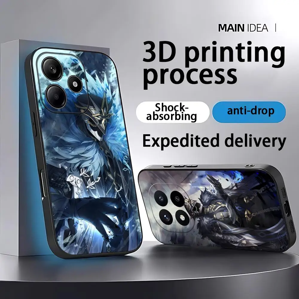 Фото Чехол для телефона Genshin Impact Capitano для Xiaomi Redmi Note 14 13 12 11 Pro Plus S 5G 14C A3, мягкий черный чехол для телефона №1