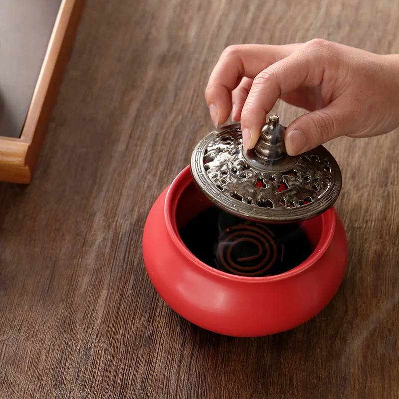 

PINNY Large Ceramic Incense Burner Ornament Coil Incense Censer Tea Ceremony Accessories Room Decoration Meditation