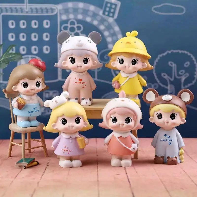 

Cute Girl Series Blind Box Doll Home Decor Walking Time Cartoon Ornament Action Figures Kid Model Tide Toys Birthday Gift