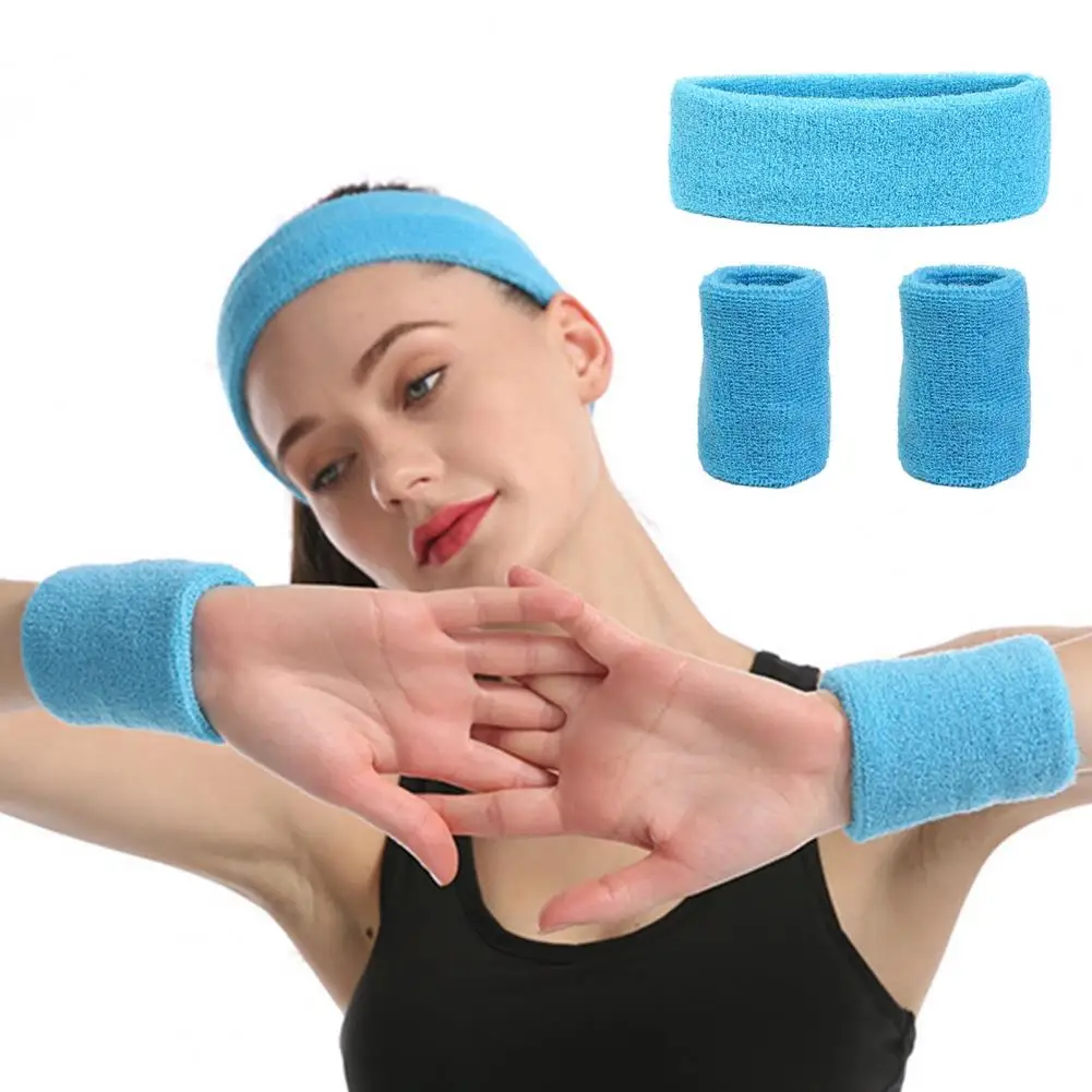 

1 Set Wrist Sweatband Volleyball Wrist Brace Sweatband Set Reversible Soft Breathable Athletic Elastic Sweat Bands