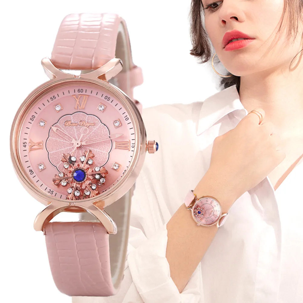 

Luxury Diamond Women Watch Creative Mobile Snowflake Dial Elegant Dress Ladies Watch Fashion Wristwatches Relógio Feminino