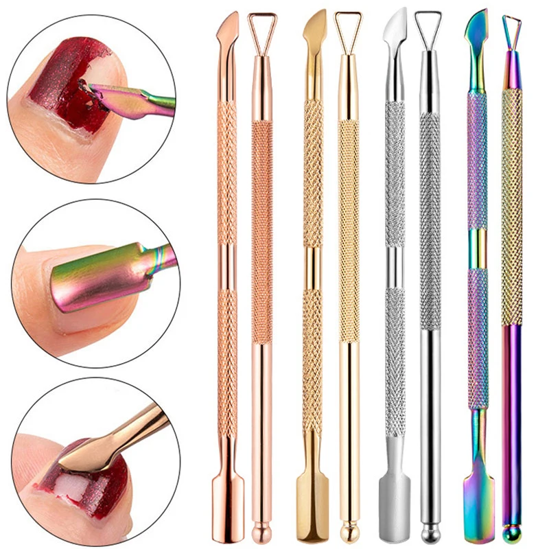 

UV Gel Polish Remove Manicure Pedicure Tool Nail Cuticle Pusher Nail File Set New Stainless Steel Dual-ended Nail Care