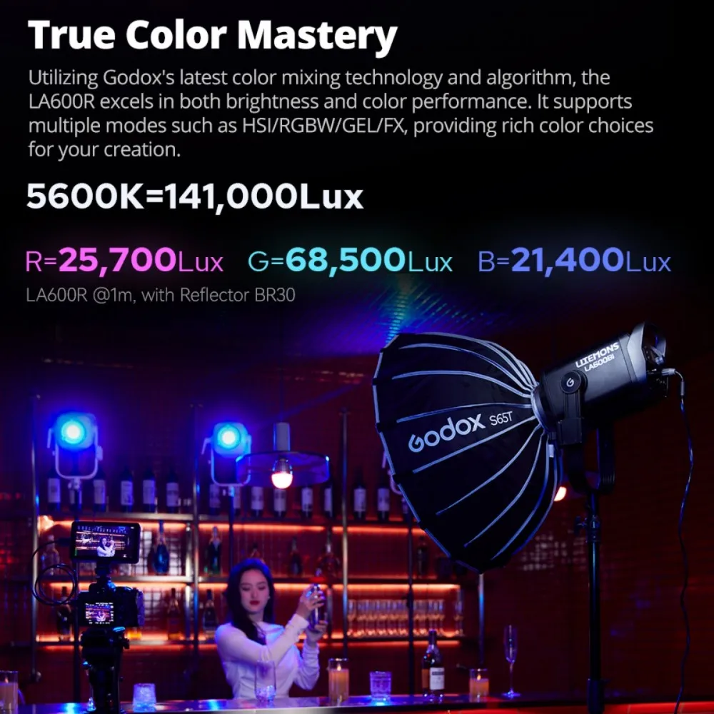 Фото Светодиодный светильник Godox LITEMONS LA600Bi LA600R 600W для портретной съемки, интервью, прямых трансляций, предметной фотографии и создания контента №3
