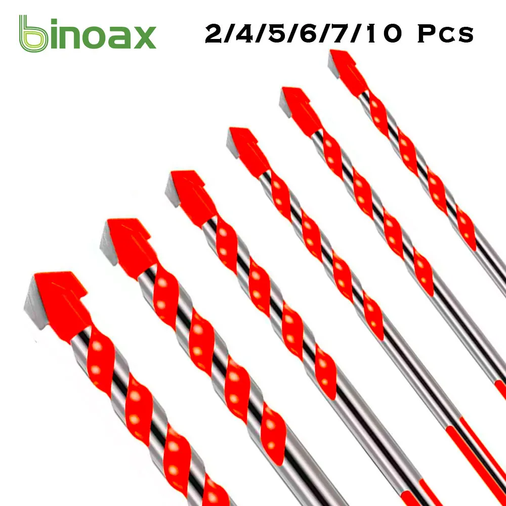 

Binoax 2/4/5/6/7/10 Pcs Multi-Material Triangle Drill Bit Set for Tile Concrete Brick Glass Plastic Wood Stone 4-12mm
