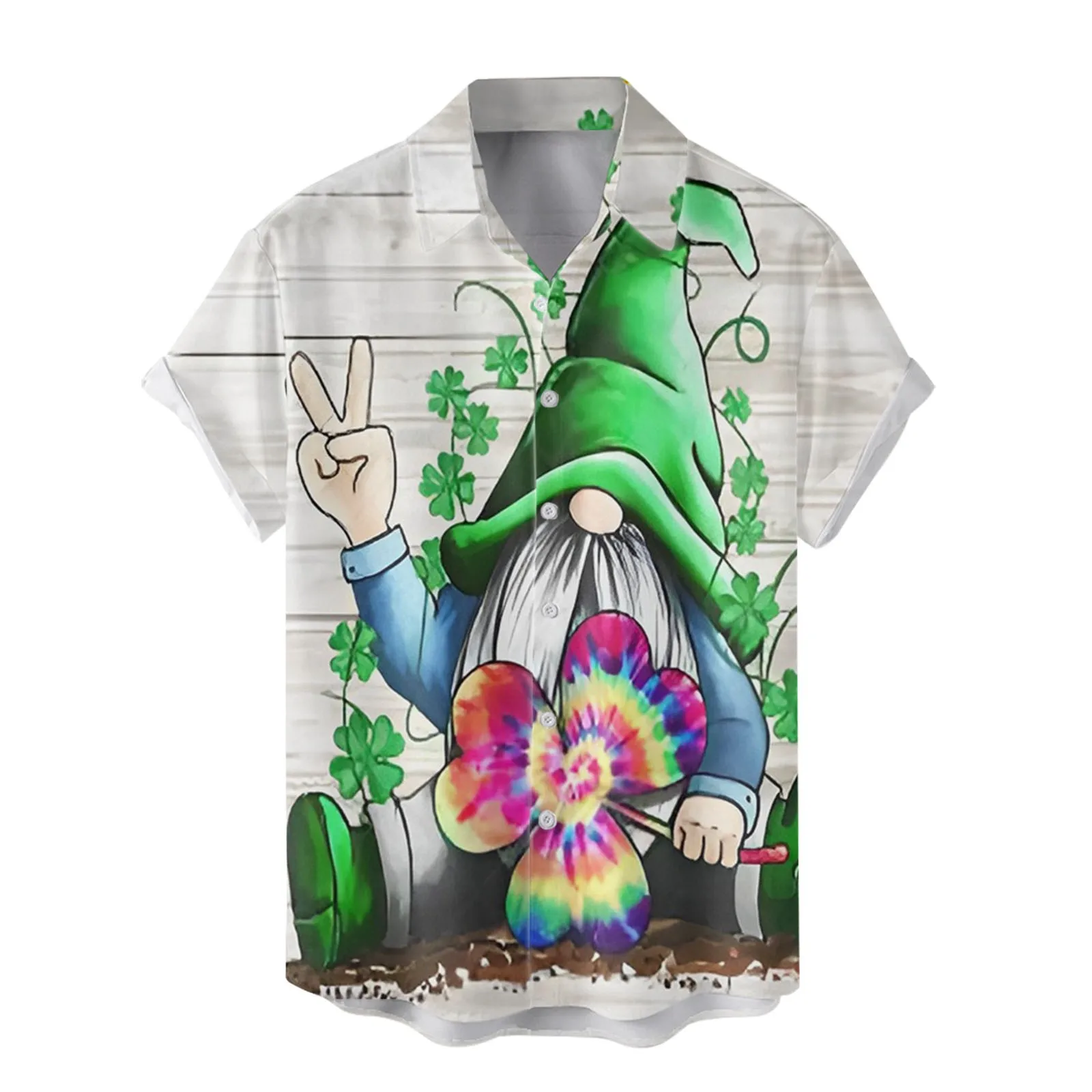 

Male Spring And Summer Single Breasted Shirts Casual Lapel Full Print Beach Short Sleeve Vacation Outdoor Vacation Shirts