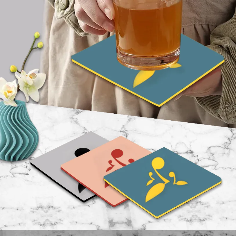 

2-in-1 Silicone Coaster Musical Note Design Anti-Slip Soft Table Mat Musical Note Design Table Mat Table Placemat 2-in-1 _WK