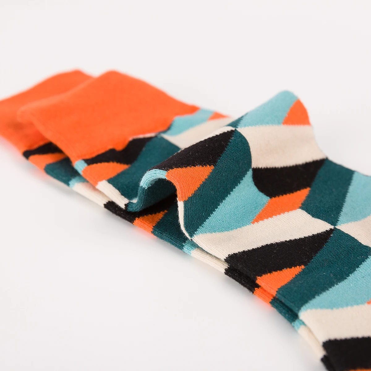 5 Pairs New Trend Fashion Harajuku Women and Men Cotton Socks Street Skateboard Grid Tangram Happy Colorful Casual Funny Socks